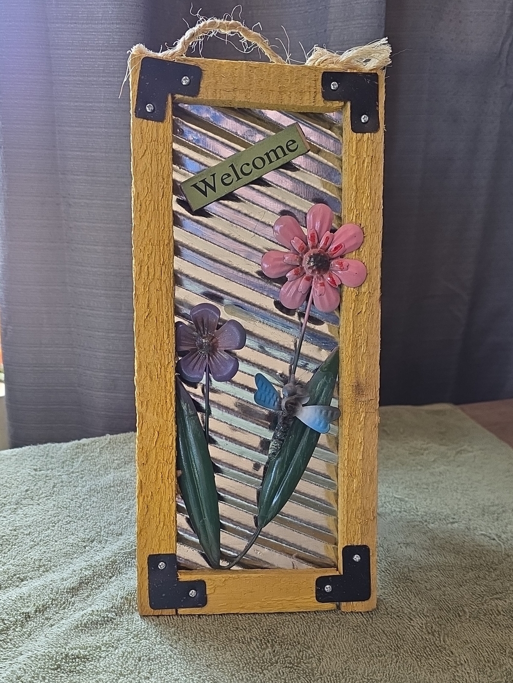 Welcome Floral Wall Decor Panel in Yellow and Pink
